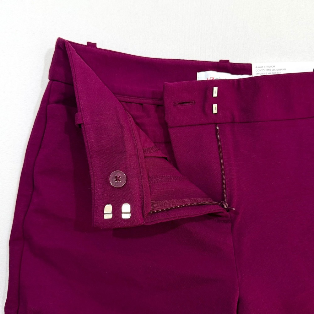 Liz Claiborne Emma Slim Leg Ankle Pants 4-Way Stretch Wild Cherry Womens 2P NWT - Picture 3 of 16